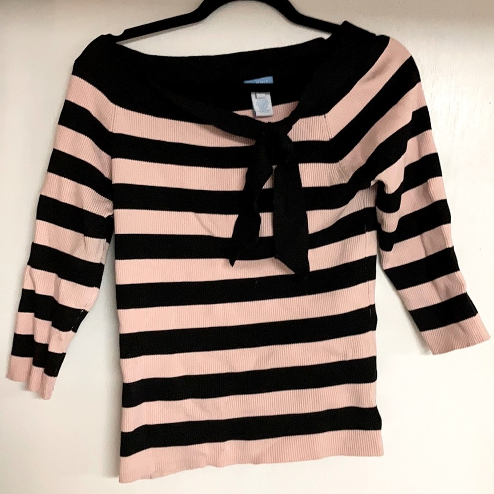 U-Knit Black & Pink striped top